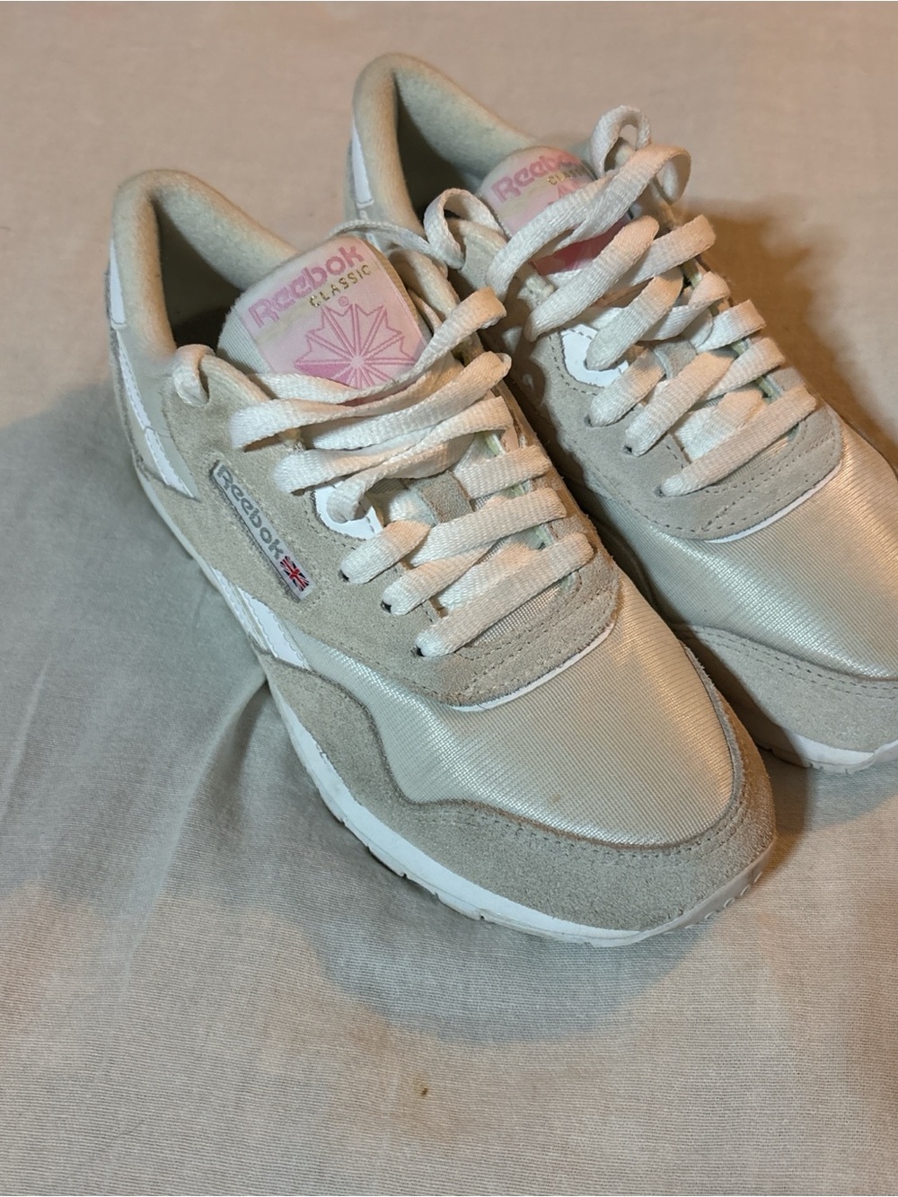 Reebok Women's Neutral Beige and White Classic Sneakers